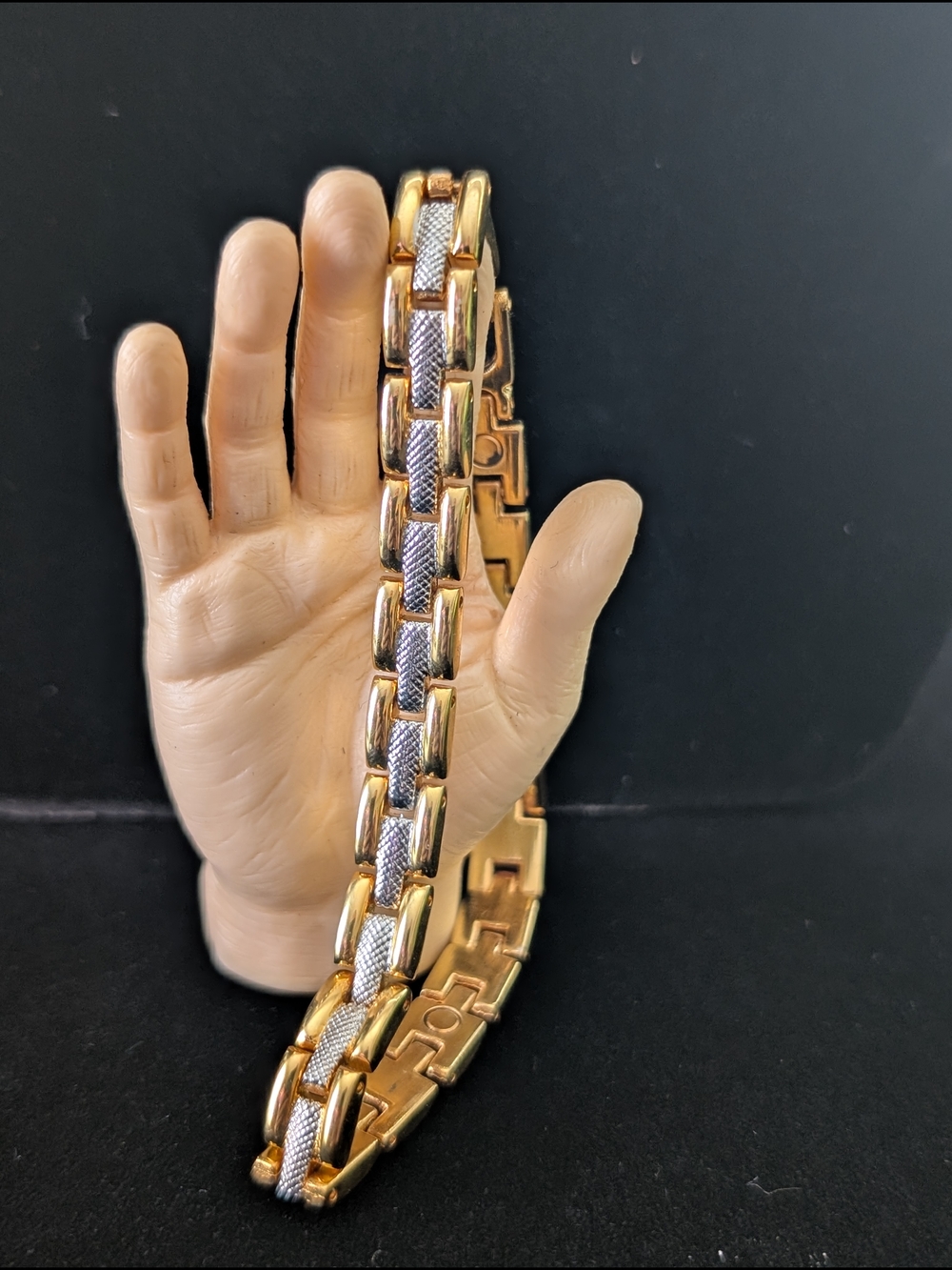 Gold And Silver-Tone Link Magnetic Healing Bracelet